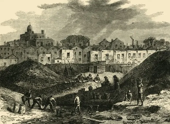 Framed Print : The Dust-Heaps, Somers Town, in 1836, (c1876). Creator: Unknown Framed Print : The Dust-Heaps, Somers Town, in 1836, (c1876). Creator: Unknown