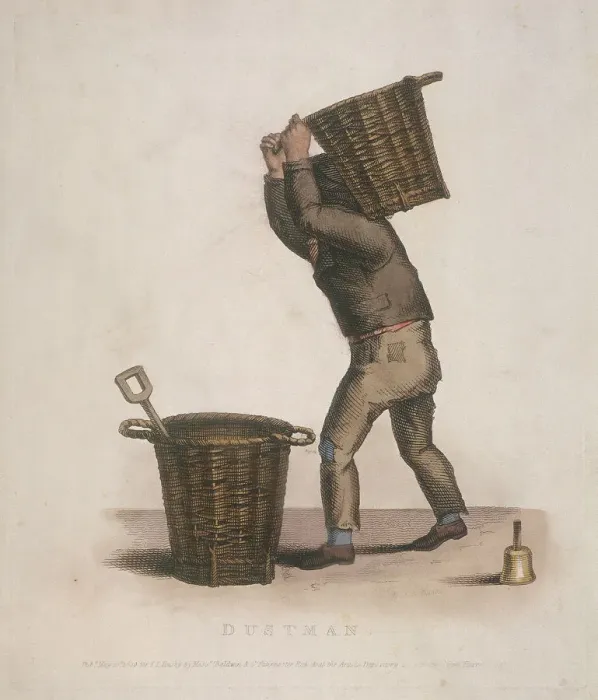 Framed Print : Dustman carrying a basket of refuse on his back, 1820. Artist: Thomas Lord Busby Framed Print : Dustman carrying a basket of refuse on his back, 1820. Artist: Thomas Lord Busby