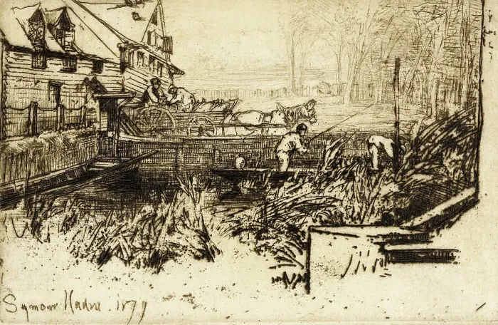 Framed Print : Dusty Millers, 1877. Creator: Francis Seymour Haden Framed Print : Dusty Millers, 1877. Creator: Francis Seymour Haden