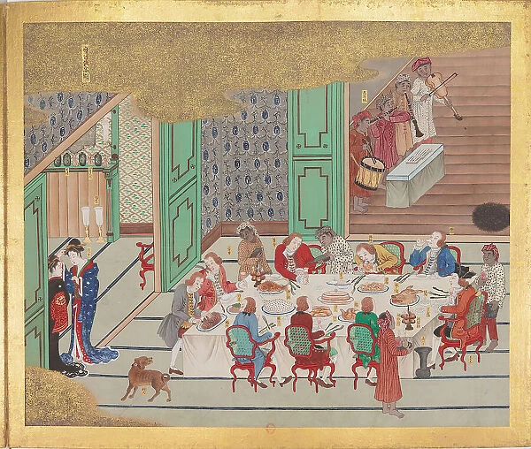 Dutch Banquet at Christmas Eve. From Bankan-Zu, Smith-Lesouëf Japonais 188, 1797. Creator: Ishizaki, Yushi (1768-1846)