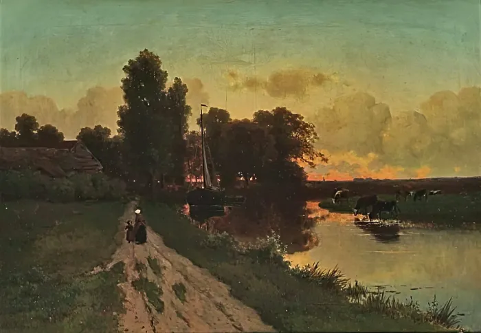Framed Print : On a Dutch Canal, 1858. Creator: Gerrit Alexander Godart Filip Mollinger Framed Print : On a Dutch Canal, 1858. Creator: Gerrit Alexander Godart Filip Mollinger