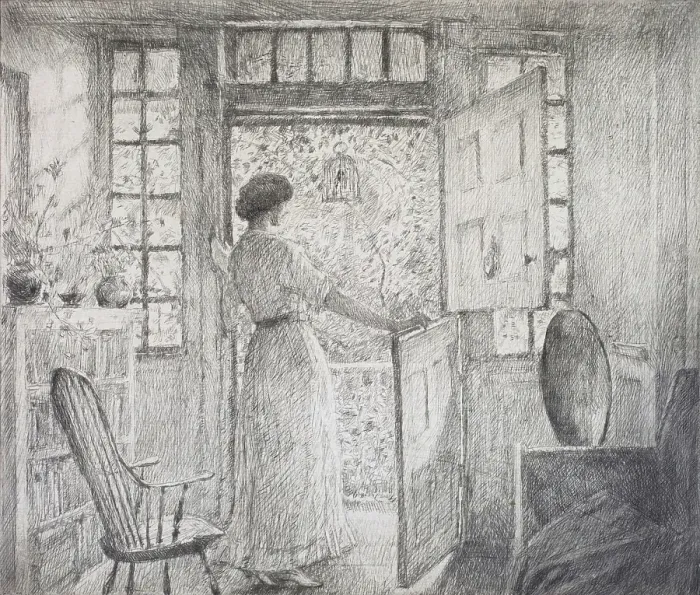 Framed Print : The Dutch Door (recto), 1915. Creator: Frederick Childe Hassam Framed Print : The Dutch Door (recto), 1915. Creator: Frederick Childe Hassam