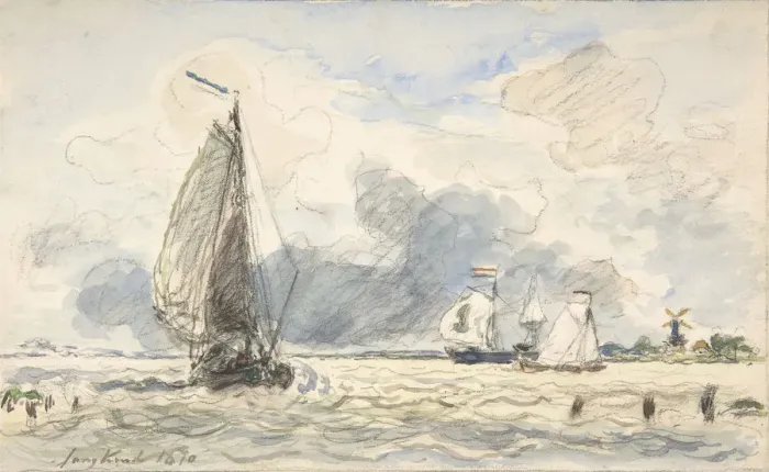 Framed Print : Dutch Fishing Boats, Verso: Sketches of Boats, 1870. Creator: Johan Barthold Jongkind Framed Print : Dutch Fishing Boats, Verso: Sketches of Boats, 1870. Creator: Johan Barthold Jongkind
