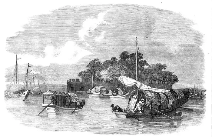 Framed Print : The Dutch Folly Fort, Canton River - from a painting by a Chinese artist, 1857. Creator: Unknown Framed Print : The Dutch Folly Fort, Canton River - from a painting by a Chinese artist, 1857. Creator: Unknown