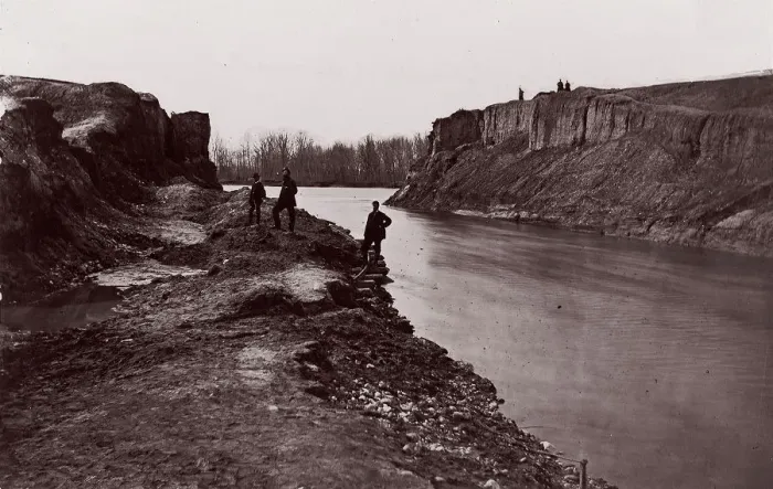 Framed Print : Dutch Gap Canal, 1865. Creators: Andrew Joseph Russell, Egbert Guy Fowx Framed Print : Dutch Gap Canal, 1865. Creators: Andrew Joseph Russell, Egbert Guy Fowx