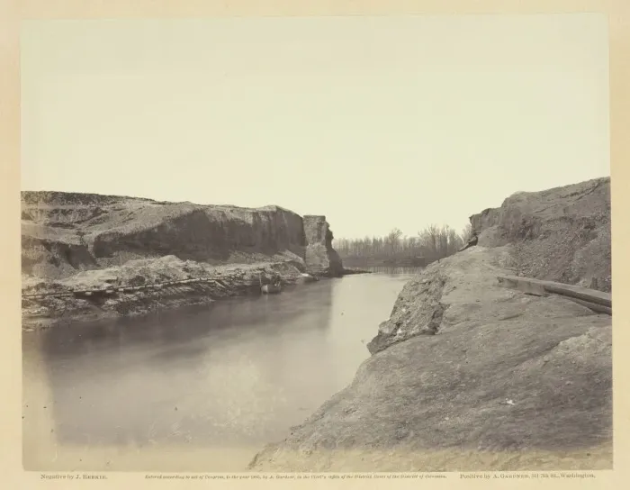 Framed Print : Dutch Gap Canal, James River, Virginia, March 1864. Creator: John Reekie Framed Print : Dutch Gap Canal, James River, Virginia, March 1864. Creator: John Reekie