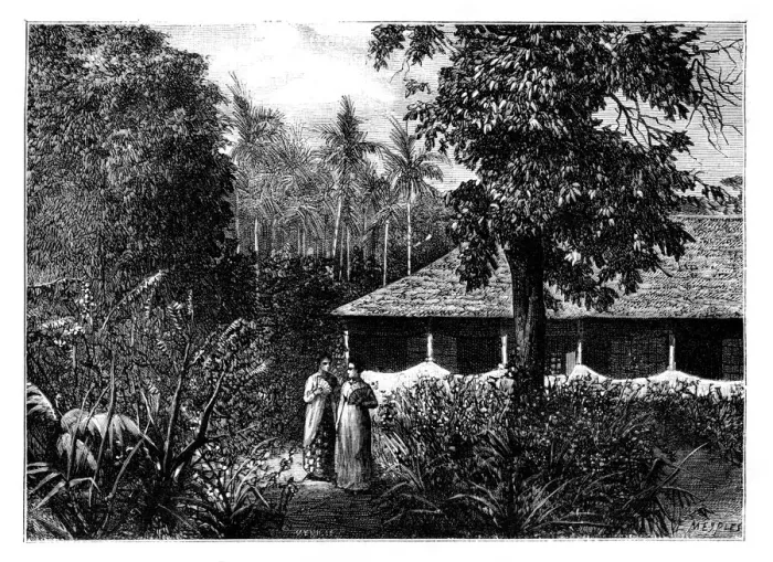 Framed Print : Dutch house in Ternate, Indonesia, 19th century. Artist: Mesples