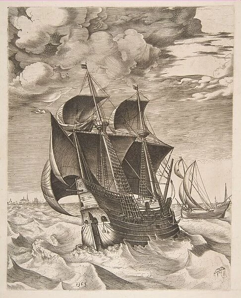 A Dutch Hulk and a Boeier from The Sailing Vessels, 1565
