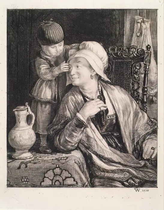 Framed Print : A Dutch Interior-Woman and Child, 1820-1821. Creator: David Wilkie Framed Print : A Dutch Interior-Woman and Child, 1820-1821. Creator: David Wilkie