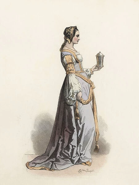 Dutch Miss Noble, in the modern age, color engraving 1870