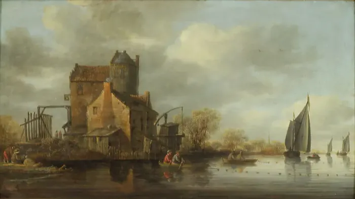 Framed Print : Dutch River View, 1615-1677. Creators: Jan van Goyen, Jan Coelenbier Framed Print : Dutch River View, 1615-1677. Creators: Jan van Goyen, Jan Coelenbier
