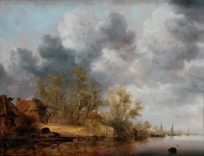 Framed Print : A Dutch Riverbank, 1630-1635. Creator: Salomon Ruysdael Framed Print : A Dutch Riverbank, 1630-1635. Creator: Salomon Ruysdael