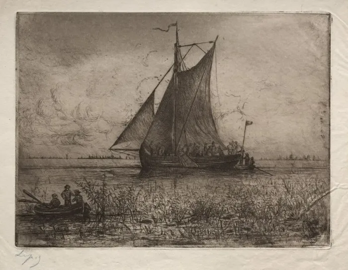 Framed Print : Dutch Riverscape. Creator: Ludovic Napoleon, Vicomte Lepic (French, 1839-1889) Framed Print : Dutch Riverscape. Creator: Ludovic Napoleon, Vicomte Lepic (French, 1839-1889)