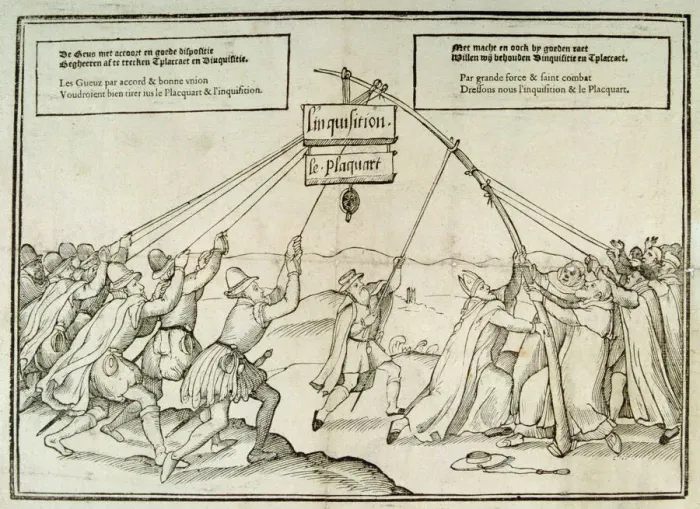 Framed Print : Dutch satirical engraving on the Inquisition Framed Print : Dutch satirical engraving on the Inquisition