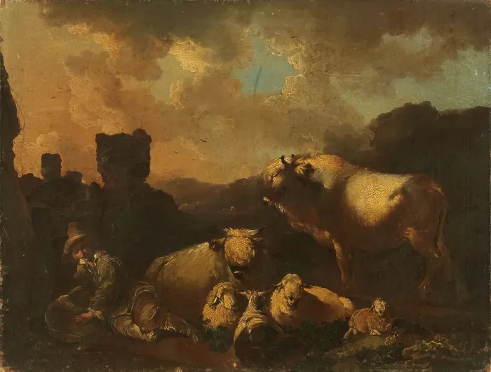 Framed Print : Dutch shepherd scene. Creator: Dietrich; Christian Wilhelm Ernst (1712-1774) Framed Print : Dutch shepherd scene. Creator: Dietrich; Christian Wilhelm Ernst (1712-1774)