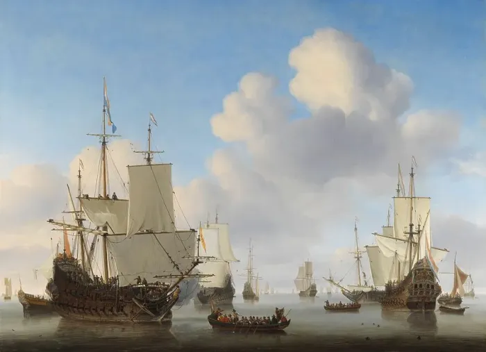 Framed Print : Dutch Ships in a Calm Sea, c.1665. Creator: Willem van de Velde the Younger Framed Print : Dutch Ships in a Calm Sea, c.1665. Creator: Willem van de Velde the Younger