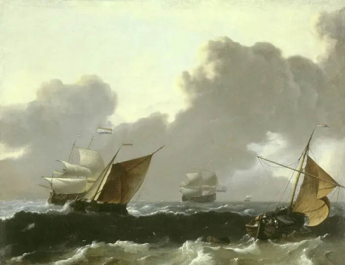 Framed Print : Dutch Ships in High Seas off the Dutch Coast, 1660-1669. Creator: Ludolf Backhuysen I Framed Print : Dutch Ships in High Seas off the Dutch Coast, 1660-1669. Creator: Ludolf Backhuysen I