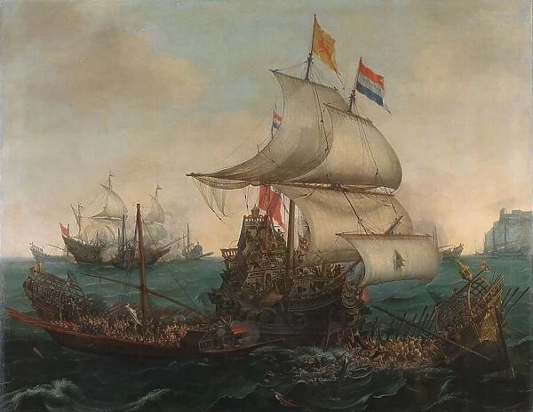 Dutch Ships Ramming Spanish Galleys off the English Coast, 3 October 1602, 1617. Creator: Hendrick Cornelisz Vroom