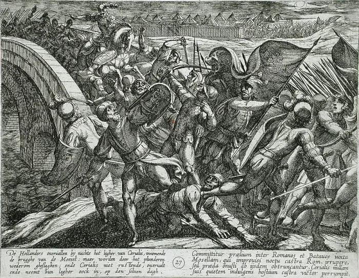 Framed Print : The Dutch During a Surprise Attack of the Roman Camp on the Moselle, Publshed 1612. Creator: Antonio Tempesta Framed Print : The Dutch During a Surprise Attack of the Roman Camp on the Moselle, Publshed 1612. Creator: Antonio Tempesta