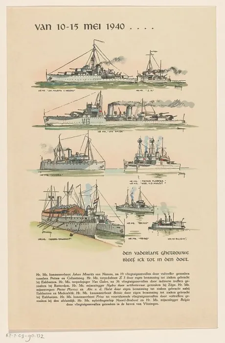 Framed Print : Dutch warships sunk between 10-15 May 1940, (c.1945-c.1960). Creator: Anon Framed Print : Dutch warships sunk between 10-15 May 1940, (c.1945-c.1960). Creator: Anon