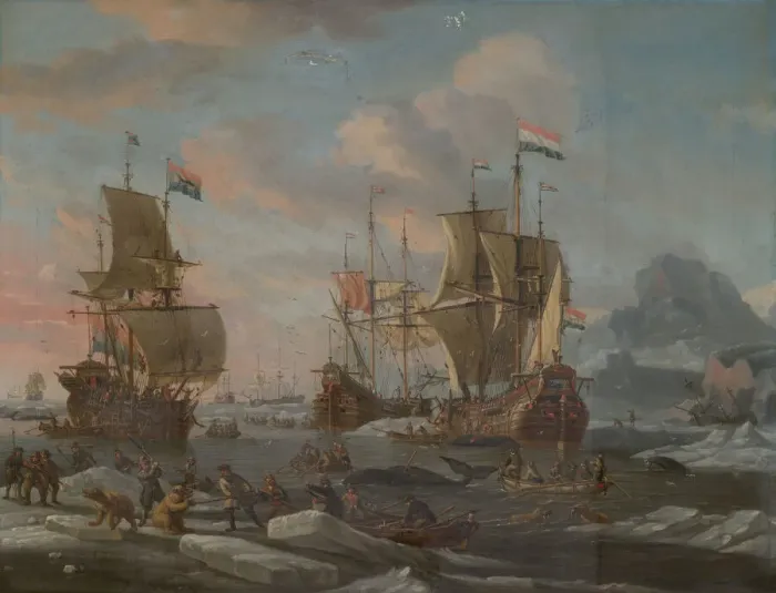 Framed Print : The Dutch Whaling Fleet, 1690  /  1700. Creator: Abraham Storck