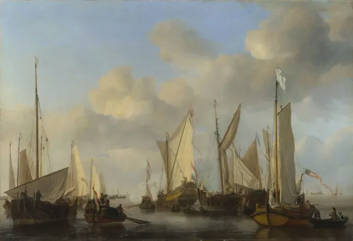Framed Print : A Dutch Yacht saluting, 1661. Artist: Velde, Willem van de, the Younger (1633-1707) Framed Print : A Dutch Yacht saluting, 1661. Artist: Velde, Willem van de, the Younger (1633-1707)