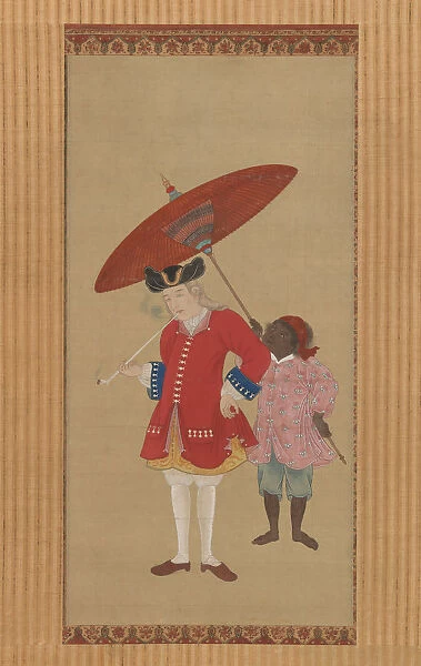 Dutchman with a Servant, early 19th century. Creator: Kawahara Keiga