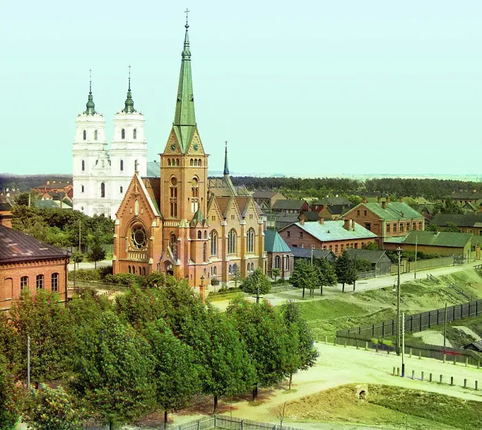 Framed Print : Dvinsk: Roman Catholic church, 1912. Creator: Sergey Mikhaylovich Prokudin-Gorsky Framed Print : Dvinsk: Roman Catholic church, 1912. Creator: Sergey Mikhaylovich Prokudin-Gorsky