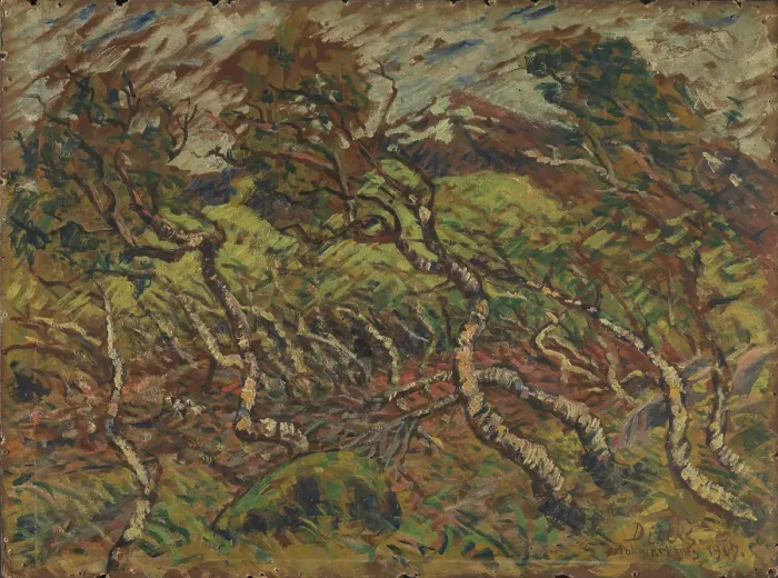 Framed Print : Dwarf Birch in Storm, 1907. Creator: Karl Edvard Diriks Framed Print : Dwarf Birch in Storm, 1907. Creator: Karl Edvard Diriks