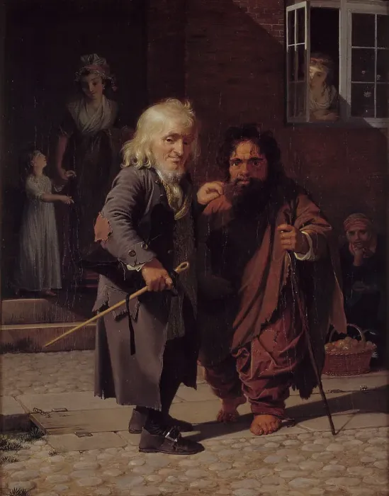 Framed Print : Two Dwarfs: Obligeert, a Jewish pigtail-ribbon Vendor, beside the Roman Dwarf Bajocco... 1790-1800. Creator: Jens Juel Framed Print : Two Dwarfs: Obligeert, a Jewish pigtail-ribbon Vendor, beside the Roman Dwarf Bajocco... 1790-1800. Creator: Jens Juel
