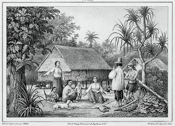 Dwelling at Guam, Mariana Islands, 19th century. Creators: Friedrich Heinrich Kittlitz, Victor Adam, Louis-Pierre-Alphonse Bichebois, Godefroy Engelmann