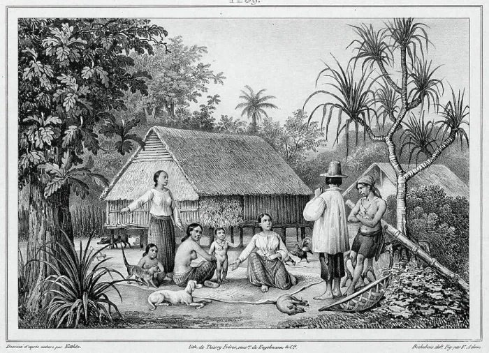 Framed Print : Dwelling at Guam, Mariana Islands, 19th century. Creators: Friedrich Heinrich Kittlitz, Victor Adam, Louis-Pierre-Alphonse Bichebois, Godefroy Engelmann Framed Print : Dwelling at Guam, Mariana Islands, 19th century. Creators: Friedrich Heinrich Kittlitz, Victor Adam, Louis-Pierre-Alphonse Bichebois, Godefroy Engelmann