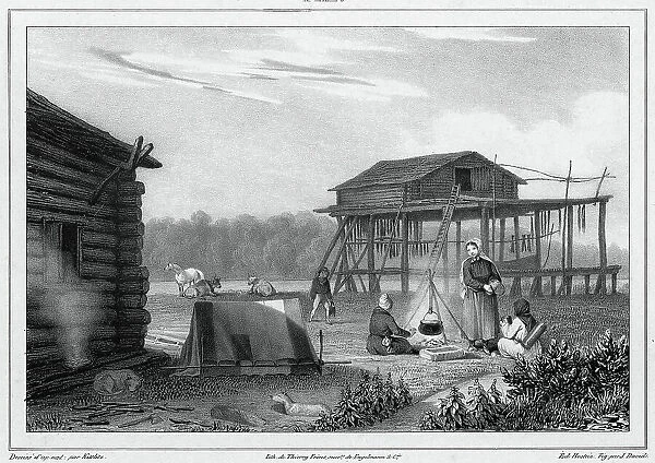 Dwelling of Kamchatka, 19th century. Creators: Friedrich Heinrich Kittlitz, Godefroy Engelmann, Jules David, Edouard Jean Marie Hostein