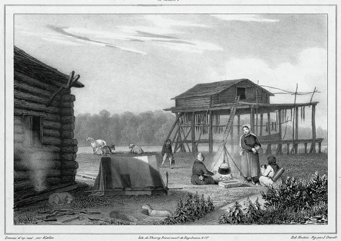 Framed Print : Dwelling of Kamchatka, 19th century. Creators: Friedrich Heinrich Kittlitz, Godefroy Engelmann, Jules David, Edouard Jean Marie Hostein Framed Print : Dwelling of Kamchatka, 19th century. Creators: Friedrich Heinrich Kittlitz, Godefroy Engelmann, Jules David, Edouard Jean Marie Hostein