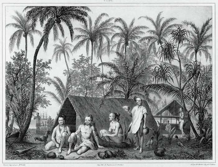 Framed Print : Dwellings, Lower Caroline Islands, 19th century. Creators: Alexander Postels, Victor Adam Framed Print : Dwellings, Lower Caroline Islands, 19th century. Creators: Alexander Postels, Victor Adam