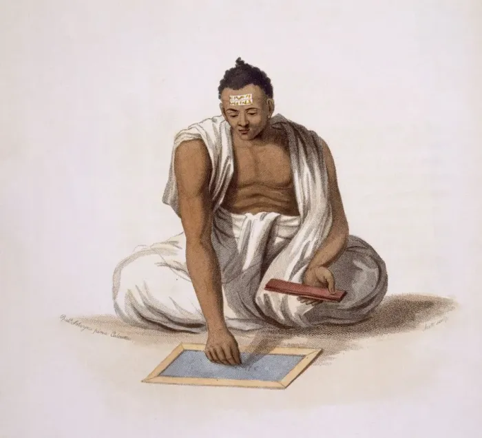 Framed Print : A Dyback, or Astrologer, 1804. Creator: Franz Balthazar Solvyns (1760-1824) Framed Print : A Dyback, or Astrologer, 1804. Creator: Franz Balthazar Solvyns (1760-1824)