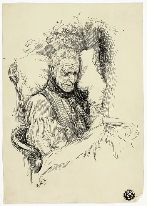 Framed Print : Dying Old Man, n.d. Creator: Edward Killingworth Johnson Framed Print : Dying Old Man, n.d. Creator: Edward Killingworth Johnson