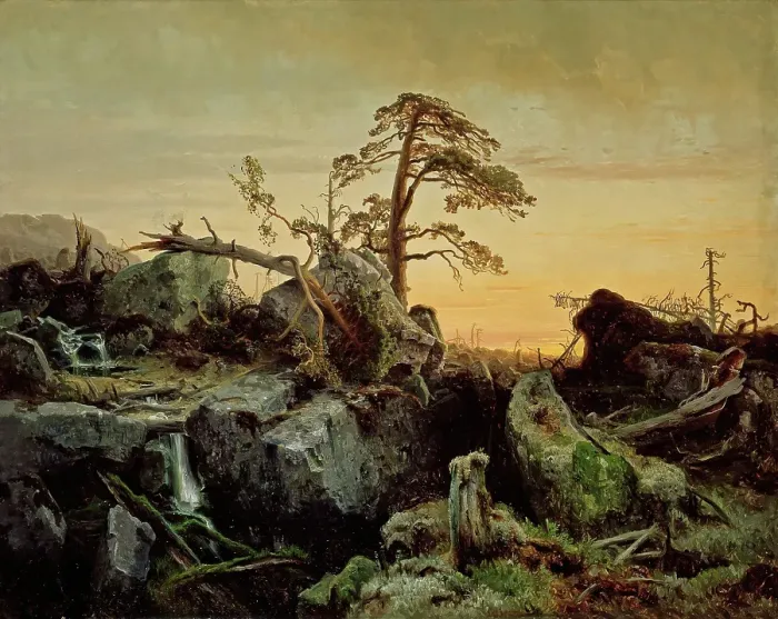 Framed Print : Dying Primeval Forest, 1852. Creator: Herman August Cappelen Framed Print : Dying Primeval Forest, 1852. Creator: Herman August Cappelen