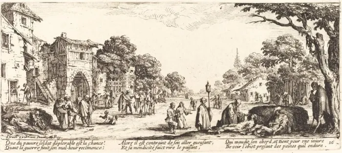 Framed Print : Dying Soldiers by the Roadside, c. 1633. Creator: Jacques Callot Framed Print : Dying Soldiers by the Roadside, c. 1633. Creator: Jacques Callot
