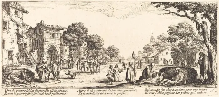 Framed Print : Dying Soldiers by the Roadside, c. 1633. Creator: Jacques Callot Framed Print : Dying Soldiers by the Roadside, c. 1633. Creator: Jacques Callot