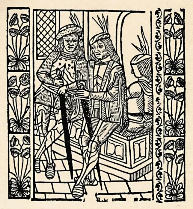 Framed Print : The Dystruccion of Jherusalem, by Vaspazian and Tytus, c16th century, (1923). Artist: Wynkyn de Worde Framed Print : The Dystruccion of Jherusalem, by Vaspazian and Tytus, c16th century, (1923). Artist: Wynkyn de Worde