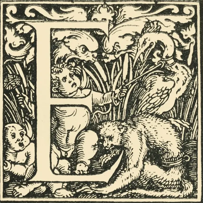 Framed Print : E - An Alphabet by Hans Weiditz, c1520-1521, (1908). Creator: Hans Weiditz Framed Print : E - An Alphabet by Hans Weiditz, c1520-1521, (1908). Creator: Hans Weiditz