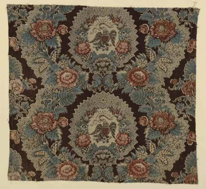 Framed Print : E Pluribus Unum (From the Many, One) (Furnishing Fabric), Manchester, 1825 / 35 Framed Print : E Pluribus Unum (From the Many, One) (Furnishing Fabric), Manchester, 1825 / 35