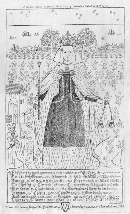 Framed Print : Eadgifu, Queen of England, (1777). Artist: Bayby Framed Print : Eadgifu, Queen of England, (1777). Artist: Bayby