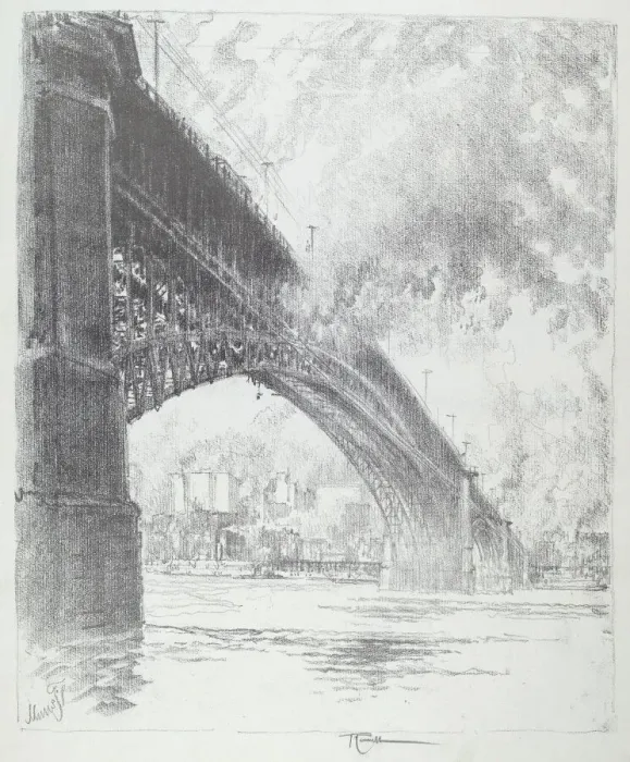 Framed Print : Eads Bridge, St. Louis, 1919. Creator: Joseph Pennell