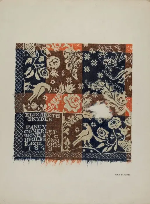 Framed Print : Eagle Coverlet, c. 1938. Creator: George E. Rhone Framed Print : Eagle Coverlet, c. 1938. Creator: George E. Rhone