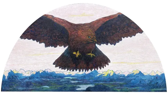 Framed Print : Eagle with Engadine landscape, 1898. Creator: Giacometti, Giovanni (1868-1933) Framed Print : Eagle with Engadine landscape, 1898. Creator: Giacometti, Giovanni (1868-1933)