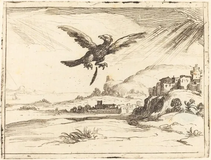 Framed Print : Eagle Losing an Old Feather, 1628. Creator: Jacques Callot Framed Print : Eagle Losing an Old Feather, 1628. Creator: Jacques Callot