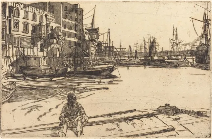 Framed Print : Eagle Wharf, 1859. Creator: James Abbott McNeill Whistler Framed Print : Eagle Wharf, 1859. Creator: James Abbott McNeill Whistler