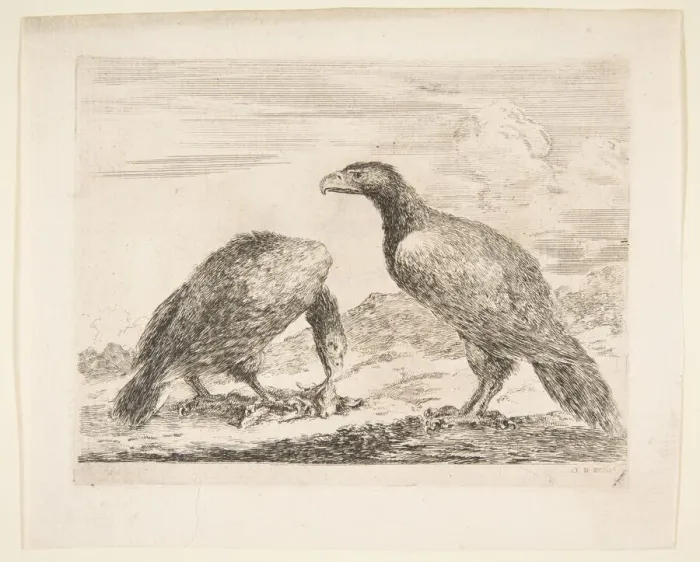 Framed Print : Two eagles, one devouring a lamb, from Eagles (Les aigles), ca. 1651 Framed Print : Two eagles, one devouring a lamb, from Eagles (Les aigles), ca. 1651